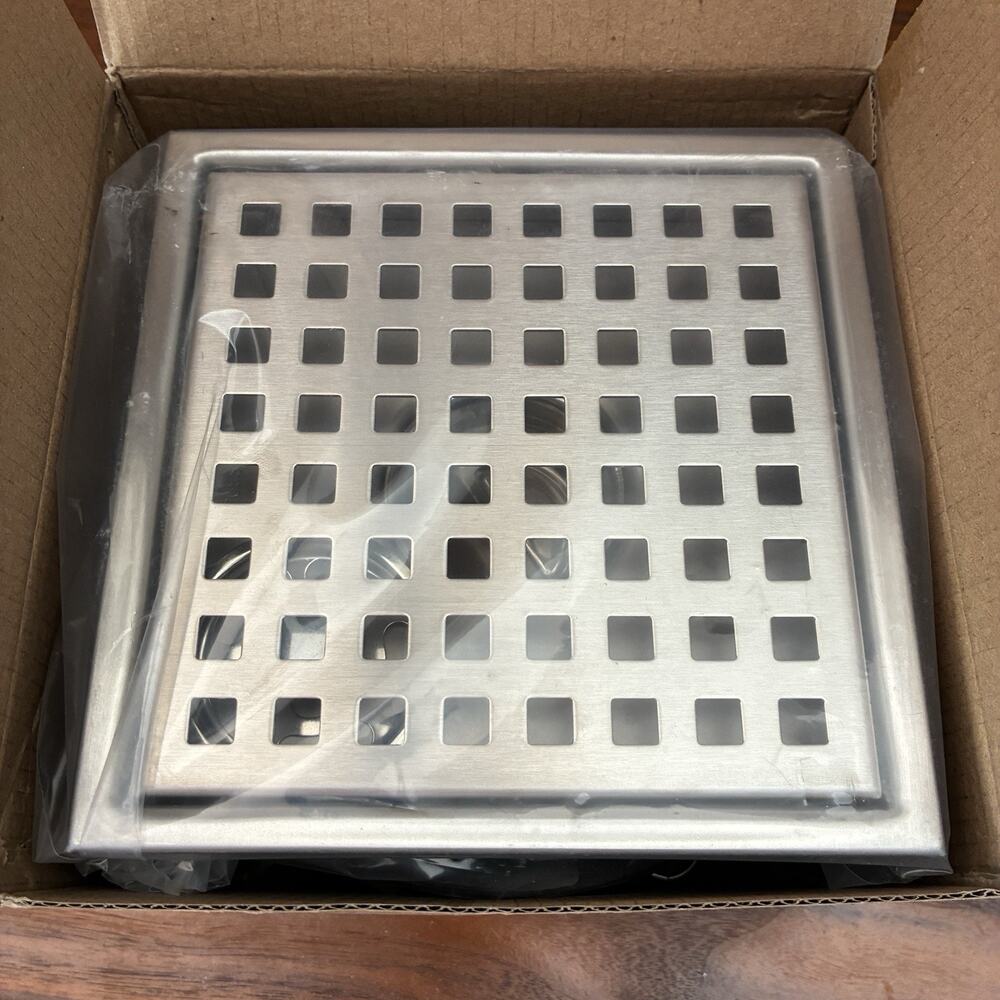 Brushed Steel Shower Floor Drain with Base Accessory 6"
